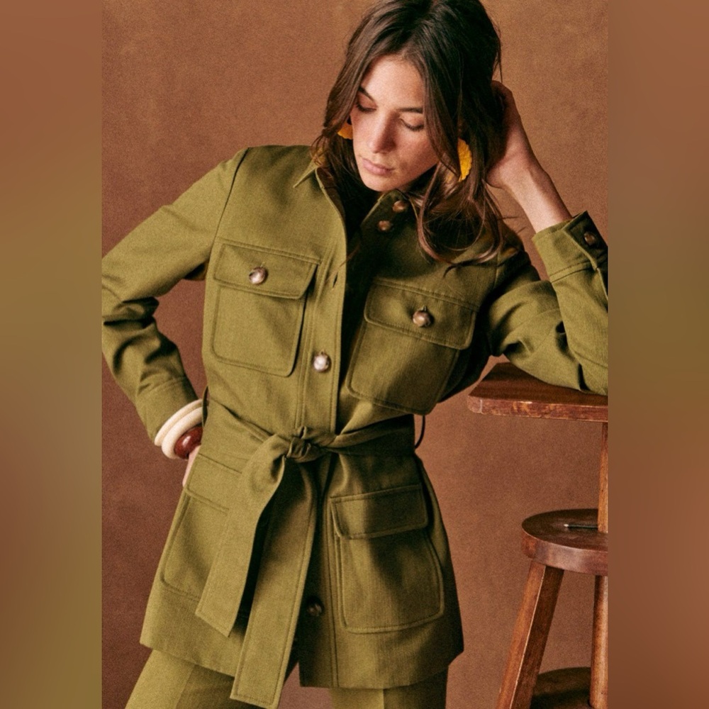 NWT Sezane Monique Jacket. Size 2. Color Khaki.